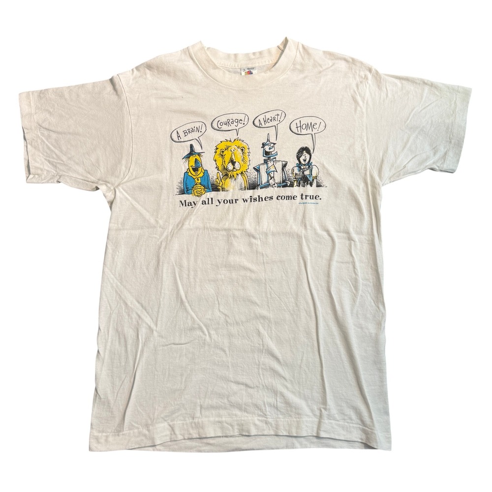 Vintage Wizard of Oz Graphic T-Shirt‎ White Large Single Stitch